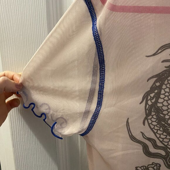 Urban Outfitters Sheer Short Top Dragon Scalloped Tee - Picture 3 of 7